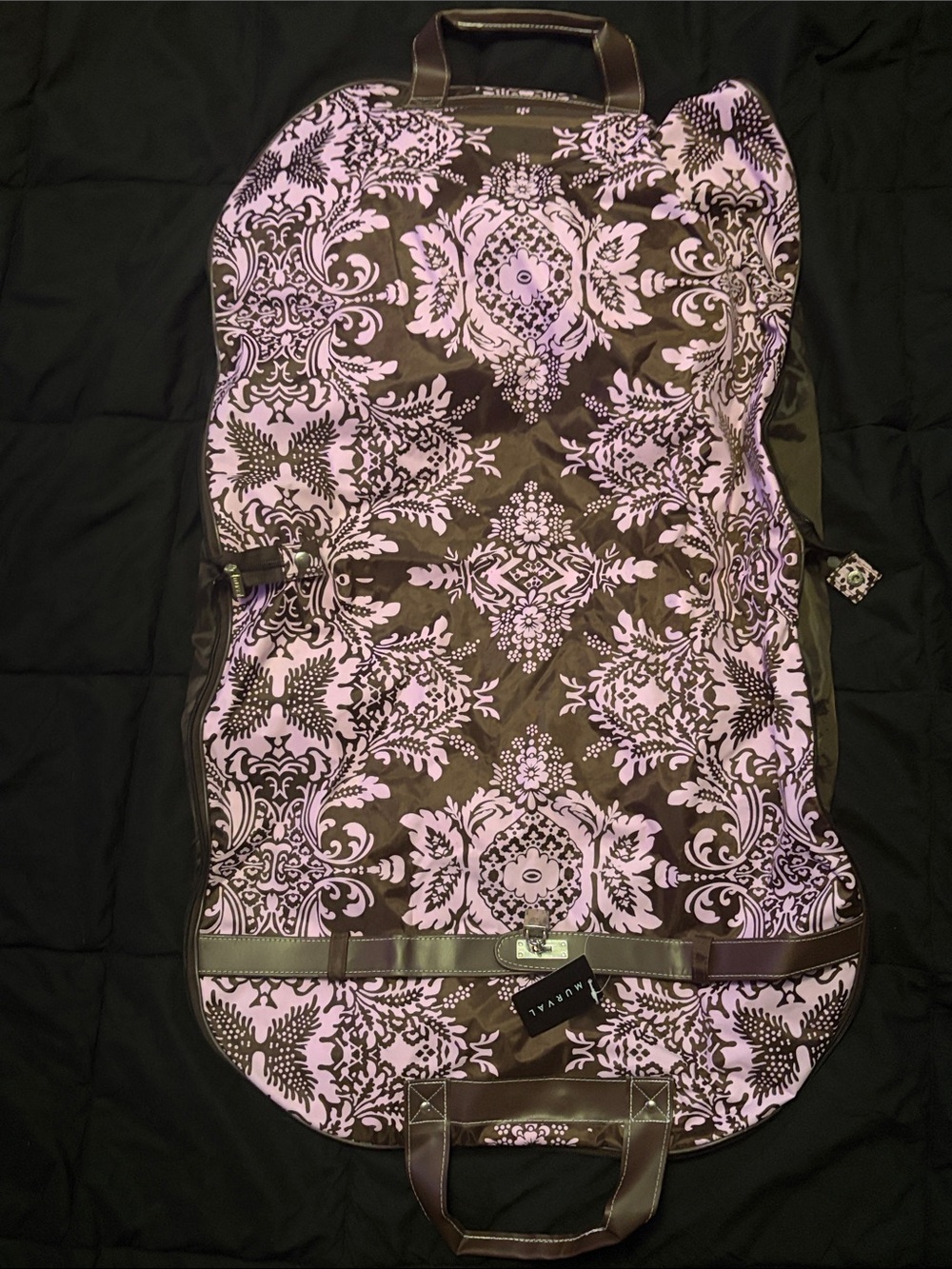Murval Pink and Brown Floral Damask Garment Bag